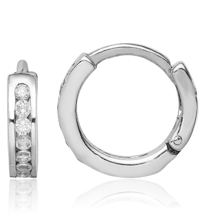 925 Sterling Silver Cubic Zirconia CZ Huggie Small Hoop Earrings