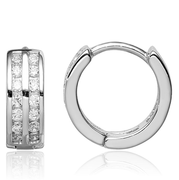 925 Sterling Silver Cubic Zirconia CZ Huggie Small Hoop Earrings