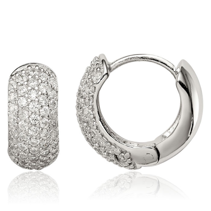 925 Sterling Silver Cubic Zirconia CZ Huggie Small Hoop Earrings
