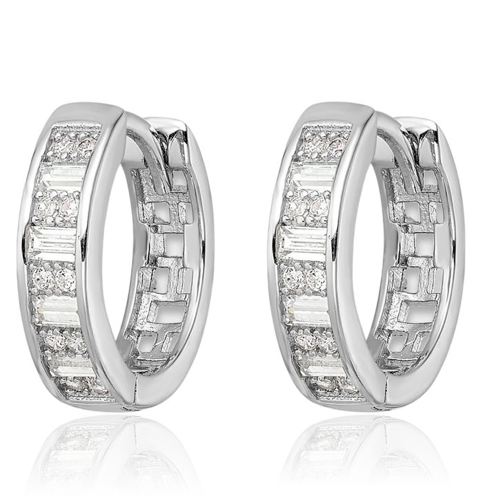 925 Sterling Silver Cubic Zirconia CZ Huggie Small Hoop Earrings