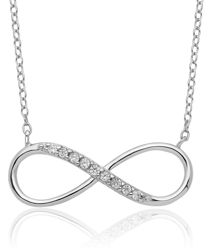 925 Sterling Silver Cubic Zirconia CZ Infinity Twisted Love Knot Symbol Necklace Chain