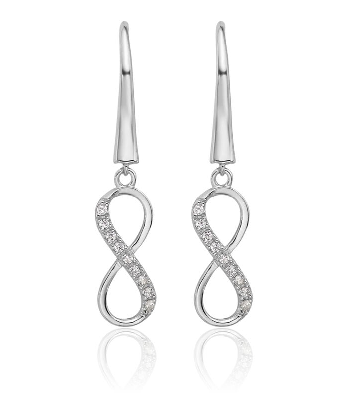 925 Sterling Silver Cubic Zirconia CZ Infinity Twisted Love Knot Symbol Drop Dangle Earrings