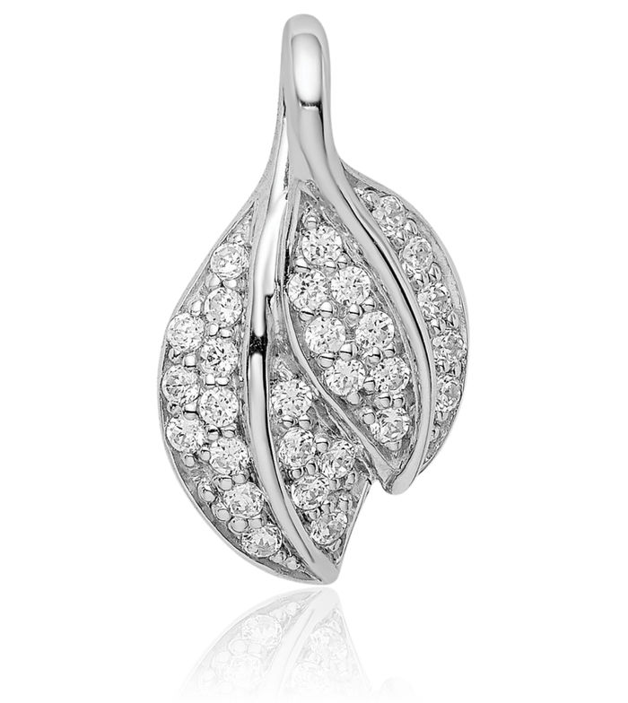 925 Sterling Silver Cubic Zirconia CZ Leaf Slide Necklace Chain Pendant Charm