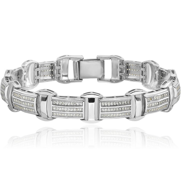 925 Sterling Silver Cubic Zirconia CZ Link Chain Bracelet