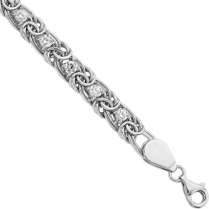 925 Sterling Silver Cubic Zirconia CZ Link Chain Bracelet