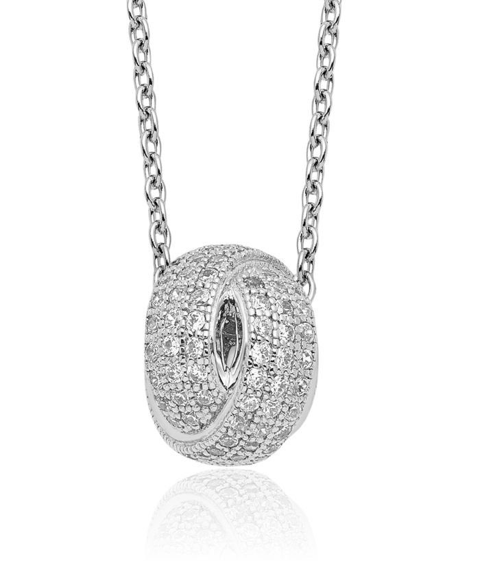 925 Sterling Silver Cubic Zirconia CZ Love Knot Chain Necklace