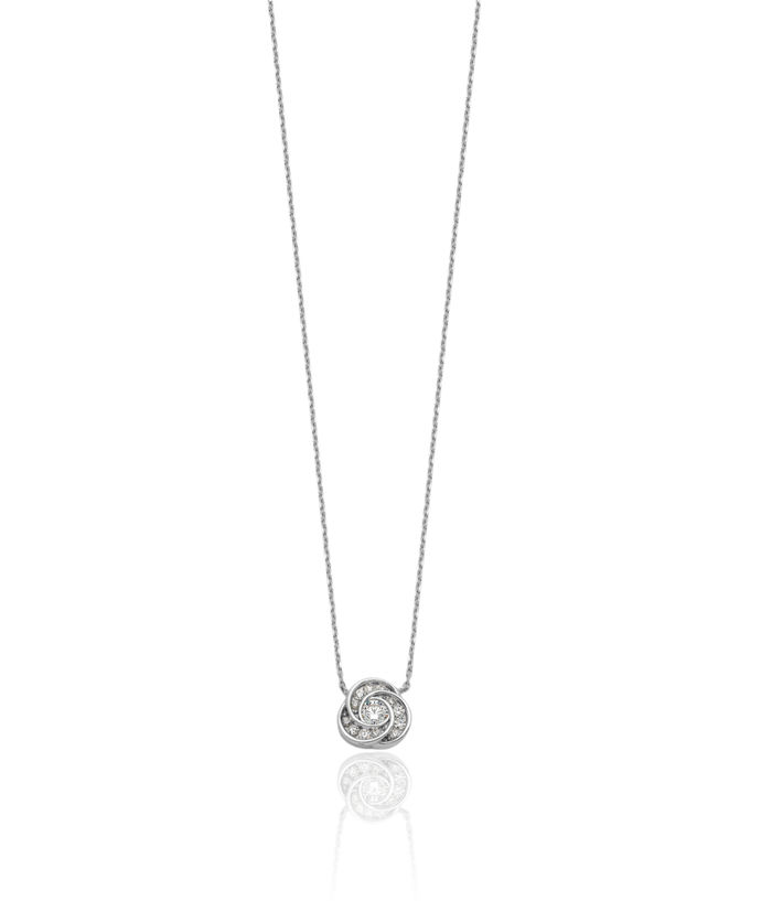 925 Sterling Silver Cubic Zirconia CZ Love Knot Necklace Chain