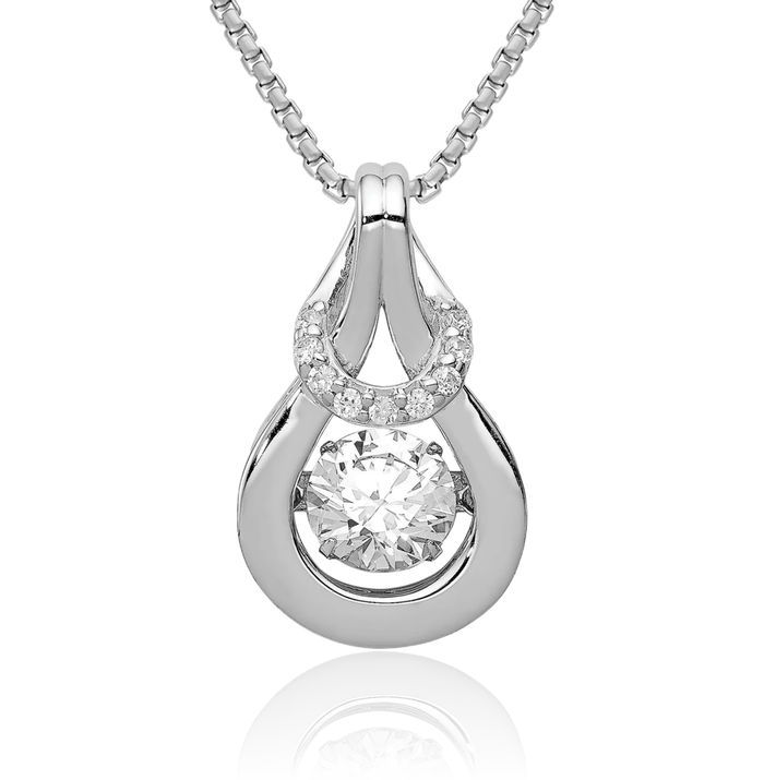 925 Sterling Silver Cubic Zirconia CZ Love Knot Necklace Chain Pendant Charm