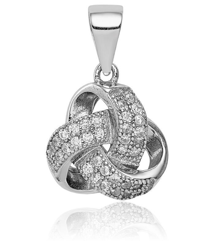 925 Sterling Silver Cubic Zirconia CZ Love Knot Necklace Chain Pendant Charm