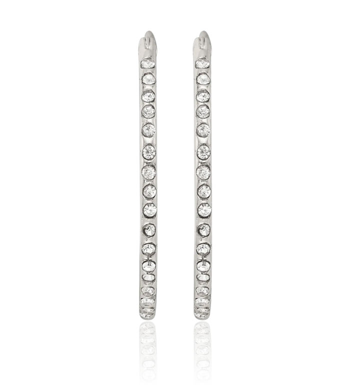 925 Sterling Silver Cubic Zirconia CZ Medium Round Endless Hoop Earrings