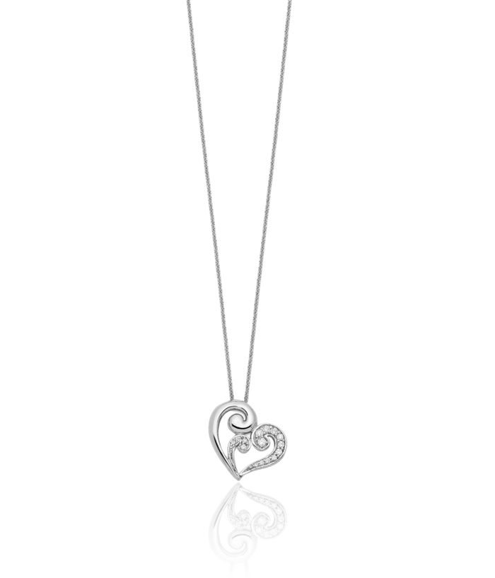 925 Sterling Silver Cubic Zirconia CZ Mothers Journey Heart Chain Necklace