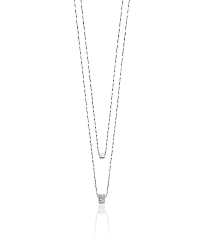 925 Sterling Silver Cubic Zirconia CZ Multi Strand Layering Necklace Chain