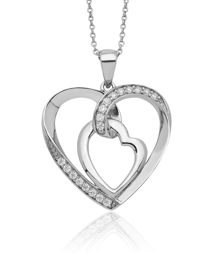 925 Sterling Silver Cubic Zirconia CZ My Heart to Yours Necklace Chain