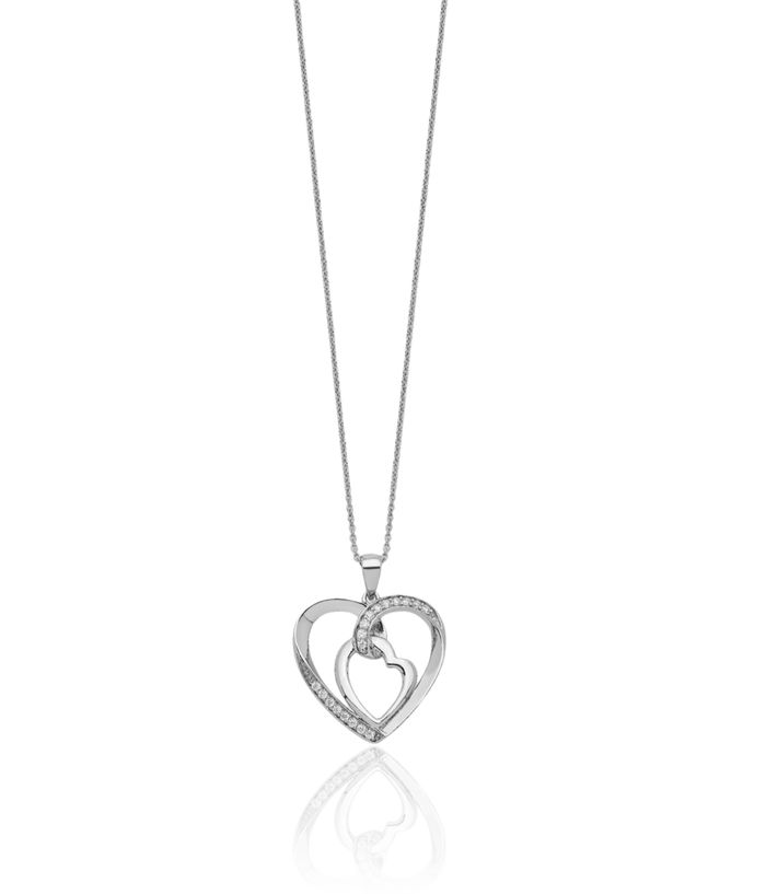 925 Sterling Silver Cubic Zirconia CZ My Heart to Yours Necklace Chain