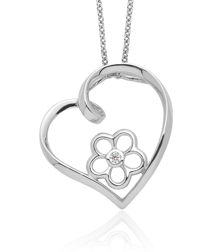 925 Sterling Silver Cubic Zirconia CZ My Special Niece Flower Heart Chain Necklace