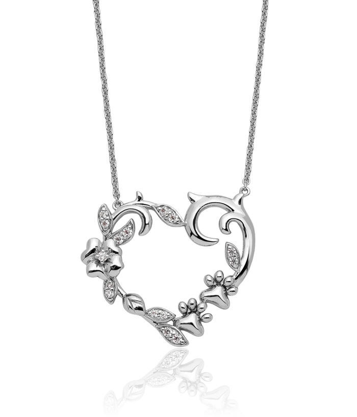 925 Sterling Silver Cubic Zirconia CZ My Special Pet Heart Necklace Love Pendant Friendship Charm Chain