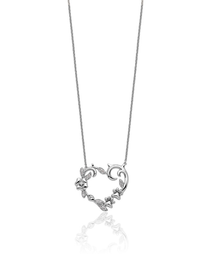 925 Sterling Silver Cubic Zirconia CZ My Special Pet Heart Necklace Love Pendant Friendship Charm Chain