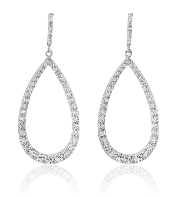 925 Sterling Silver Cubic Zirconia CZ Pear Post Drop Dangle Earrings