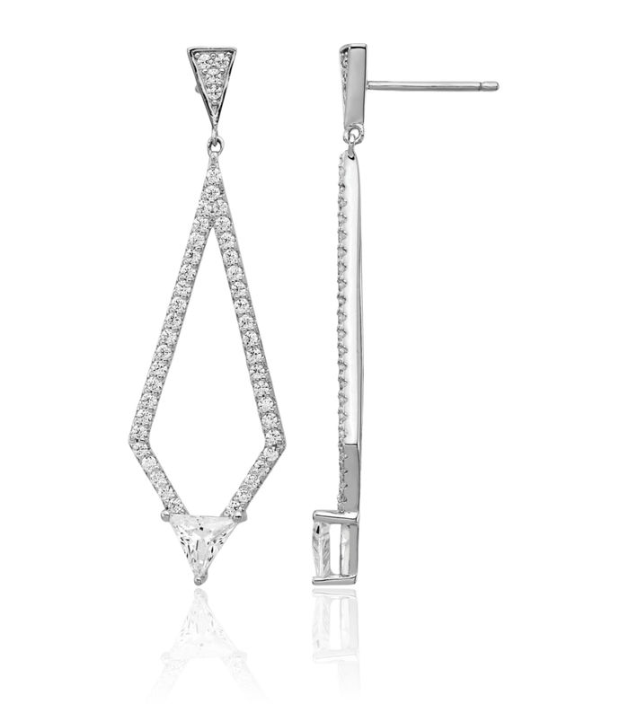 925 Sterling Silver Cubic Zirconia CZ Post Drop Dangle Earrings