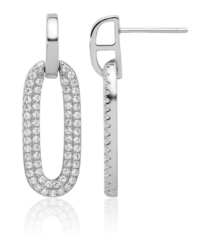 925 Sterling Silver Cubic Zirconia CZ Post Drop Dangle Earrings