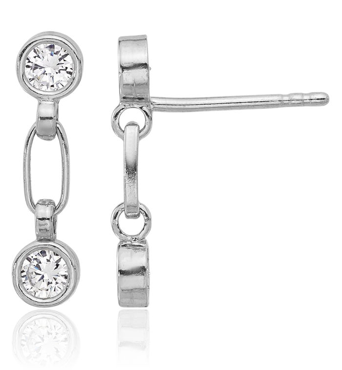 925 Sterling Silver Cubic Zirconia CZ Post Drop Dangle Earrings