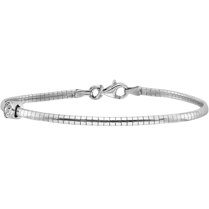 925 Sterling Silver Cubic Zirconia CZ Reversible Cubetto Omega Snake Chain Bracelet