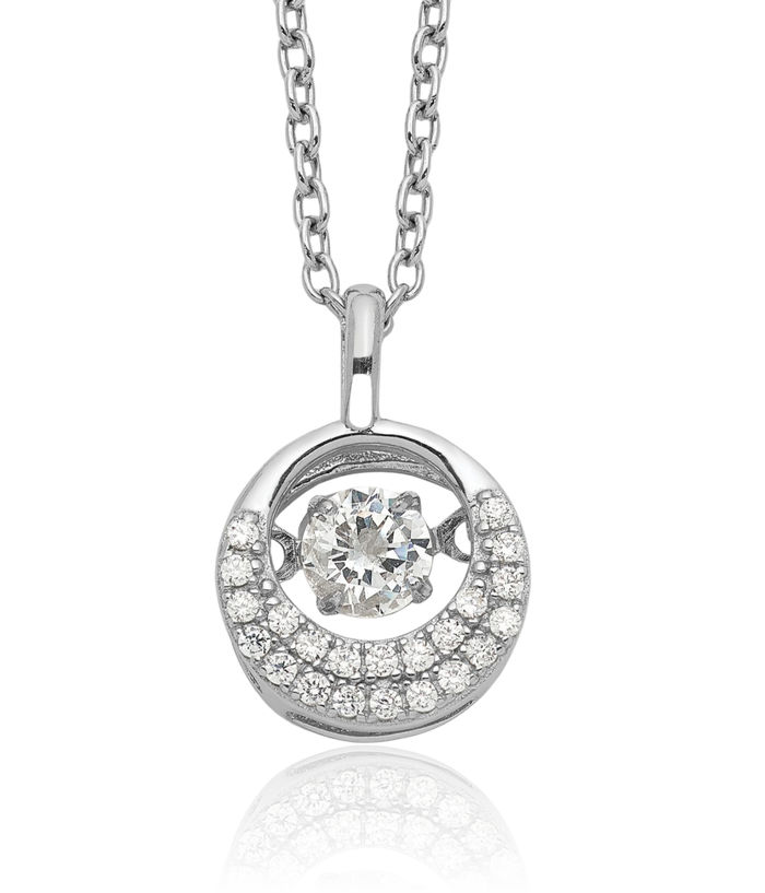 925 Sterling Silver Cubic Zirconia CZ Circle Round Necklace Chain