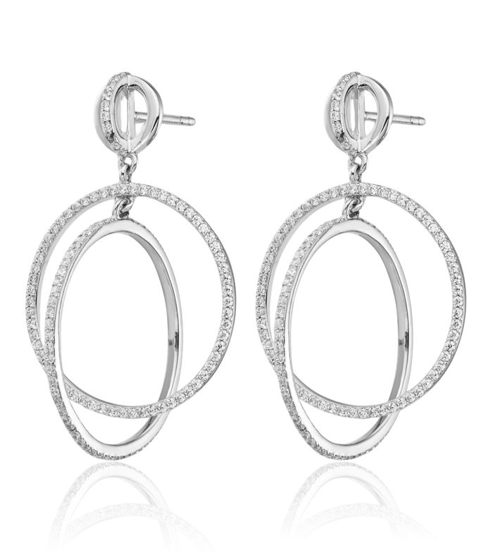 925 Sterling Silver Cubic Zirconia CZ Circle Round Drop Dangle Earrings