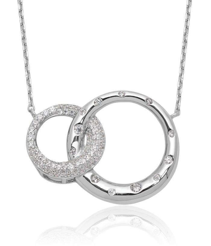 925 Sterling Silver Cubic Zirconia CZ Circle Round Geometric Necklace Chain