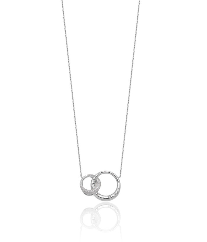 925 Sterling Silver Cubic Zirconia CZ Circle Round Geometric Necklace Chain