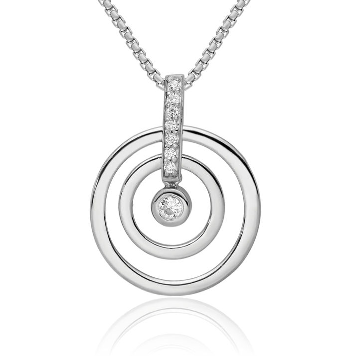 925 Sterling Silver Cubic Zirconia CZ Circle Round Geometric Necklace Chain Pendant Charm