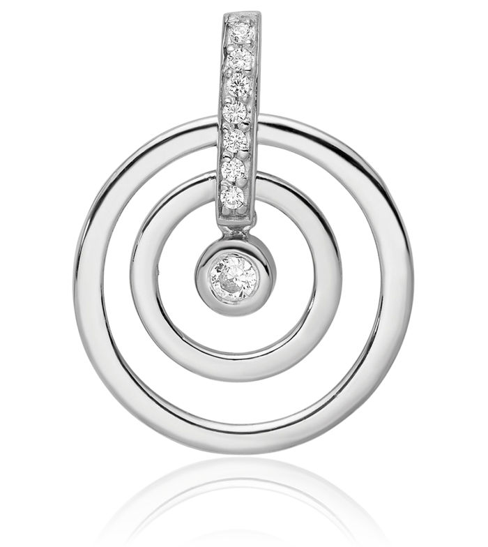 925 Sterling Silver Cubic Zirconia CZ Circle Round Geometric Necklace Chain Pendant Charm