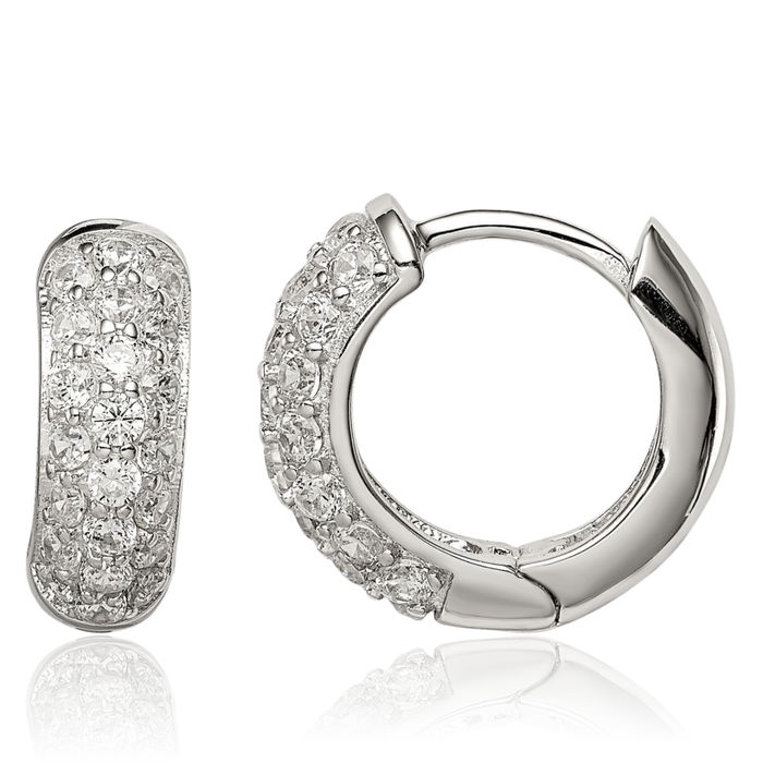925 Sterling Silver Cubic Zirconia CZ Small Hoop Earrings