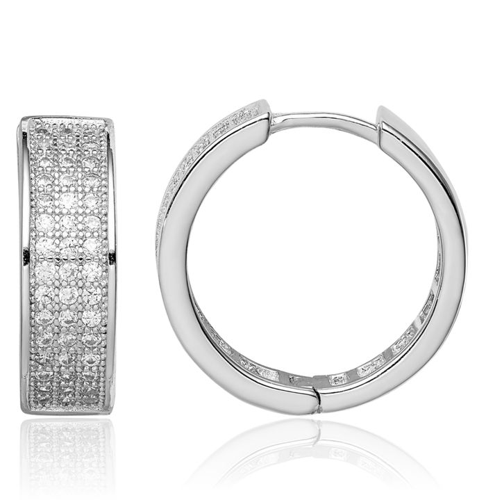 925 Sterling Silver Cubic Zirconia CZ Small Hoop Earrings