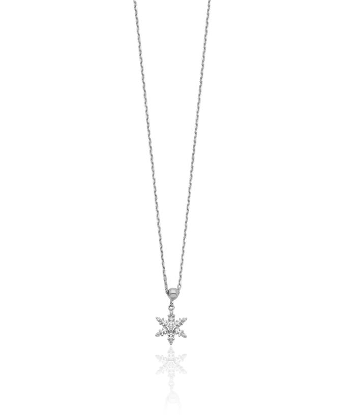 925 Sterling Silver Cubic Zirconia CZ Snowflake Necklace Chain