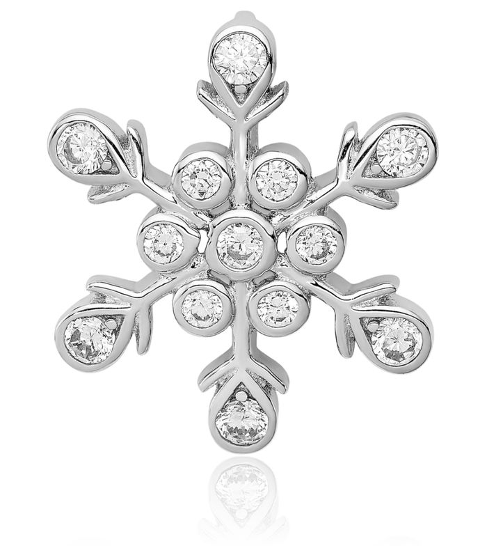 925 Sterling Silver Cubic Zirconia CZ Snowflake Floating Chain Slide Pendant Necklace Charm