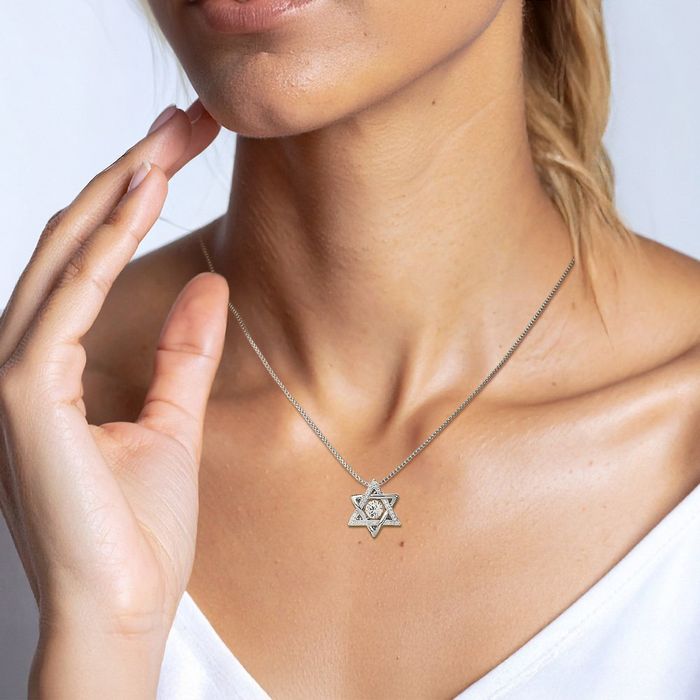 925 Sterling Silver CZ Star of David Necklace