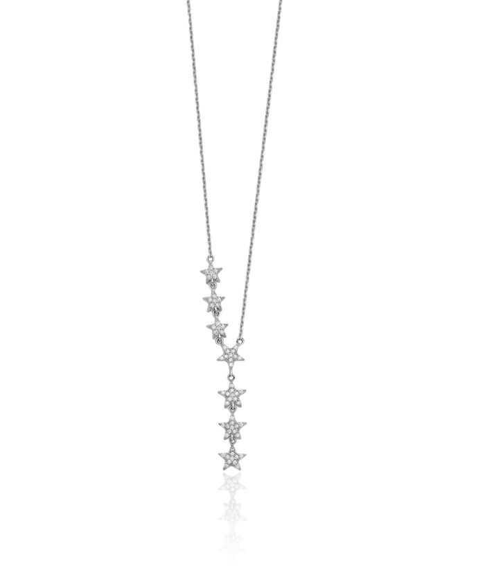 925 Sterling Silver Cubic Zirconia CZ Stars Necklace Chain