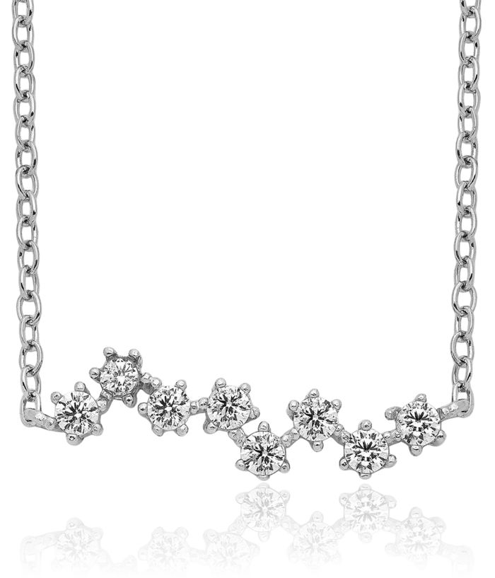 925 Sterling Silver Cubic Zirconia CZ Stars Pendant Necklace Chain