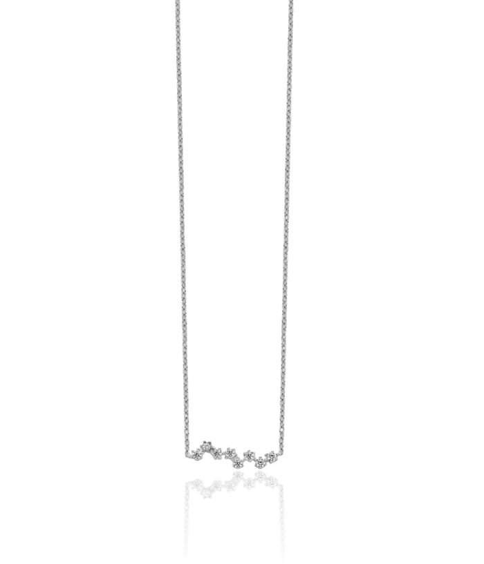 925 Sterling Silver Cubic Zirconia CZ Stars Pendant Necklace Chain