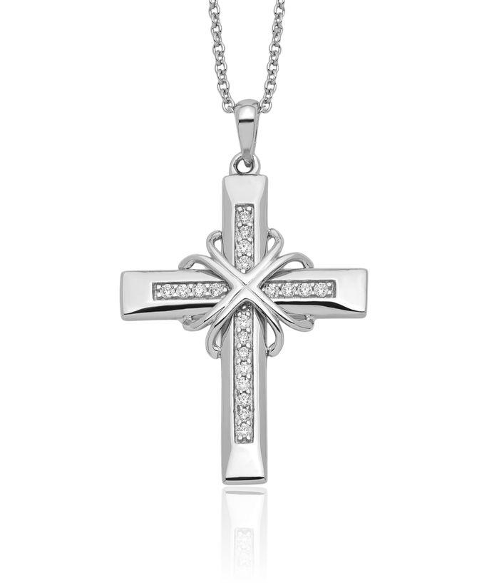 925 Sterling Silver Cubic Zirconia CZ Steadfast Love Latin Mexican Holy Cross Chain Necklace