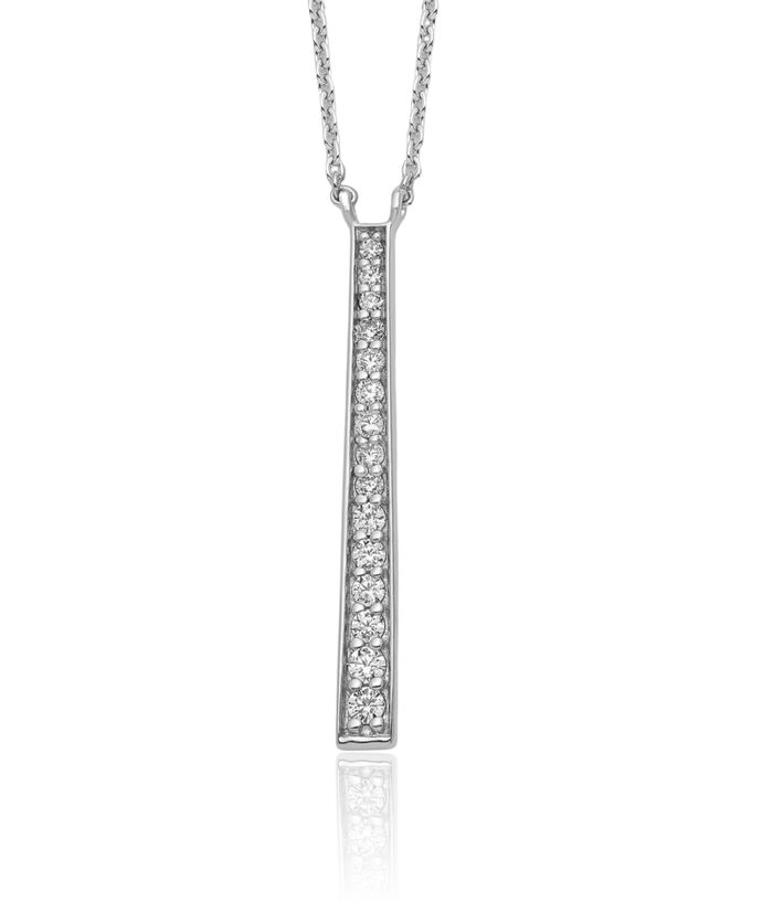 925 Sterling Silver Cubic Zirconia CZ Tapered Pendant Necklace