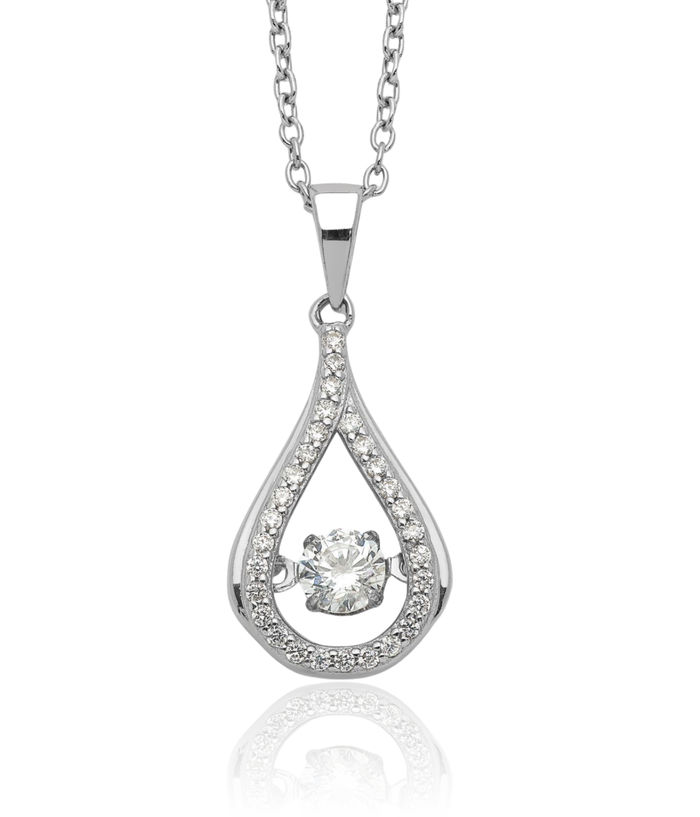 925 Sterling Silver Cubic Zirconia CZ Teardrop Necklace Chain