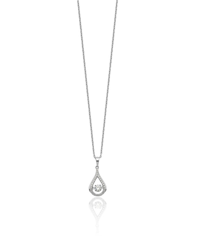 925 Sterling Silver Cubic Zirconia CZ Teardrop Necklace Chain