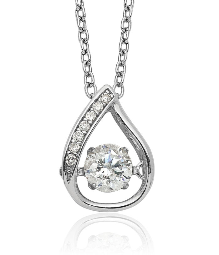 925 Sterling Silver Cubic Zirconia CZ Teardrop Necklace Chain