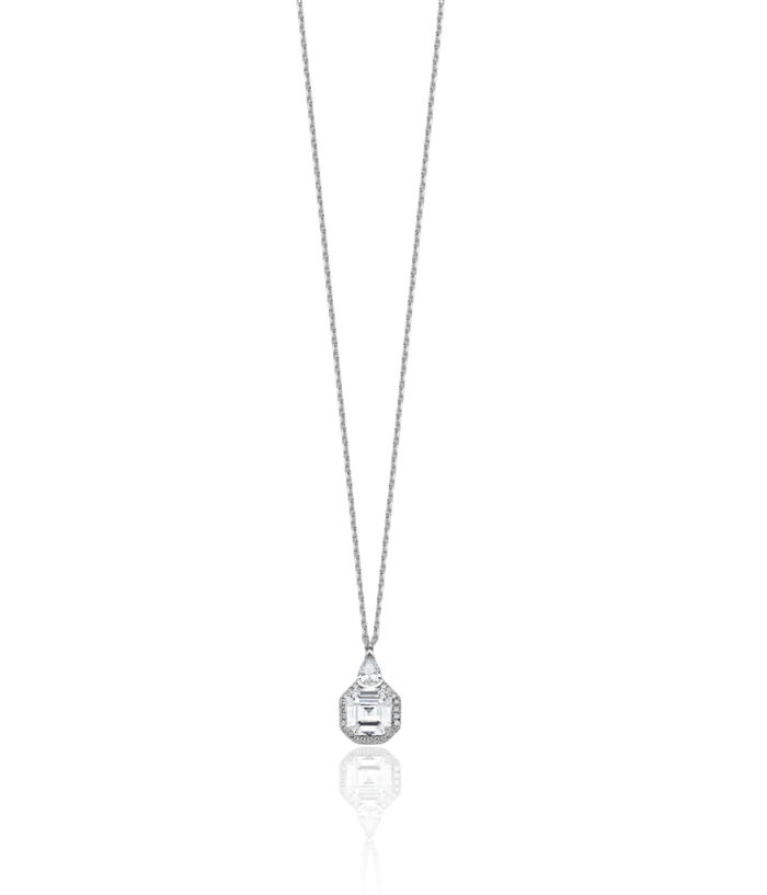 925 Sterling Silver Cubic Zirconia CZ Teardrop Chain Necklace