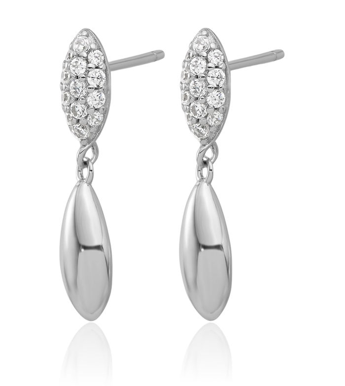 925 Sterling Silver Cubic Zirconia CZ Teardrop Post Drop Dangle Earrings