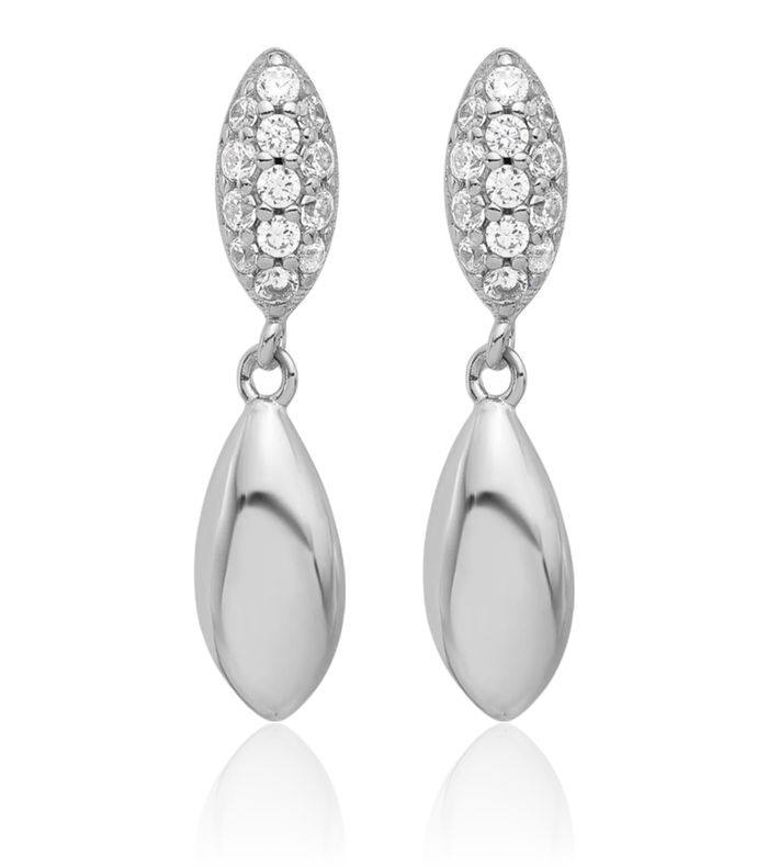 925 Sterling Silver Cubic Zirconia CZ Teardrop Post Drop Dangle Earrings