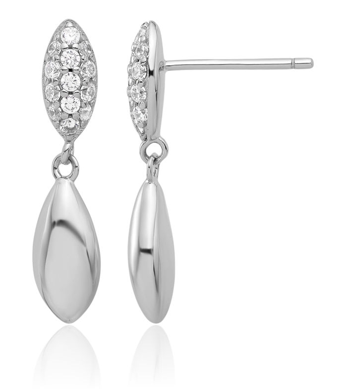 925 Sterling Silver Cubic Zirconia CZ Teardrop Post Drop Dangle Earrings