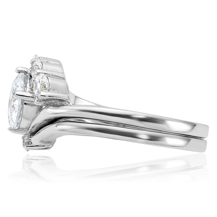 925 Sterling Silver Cubic Zirconia CZ Wedding Band Engagement Ring Bridal Jewelry Set